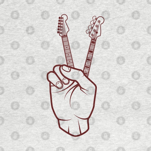 Guitar and Bass Outline Hand Peace Sign Light Theme by nightsworthy